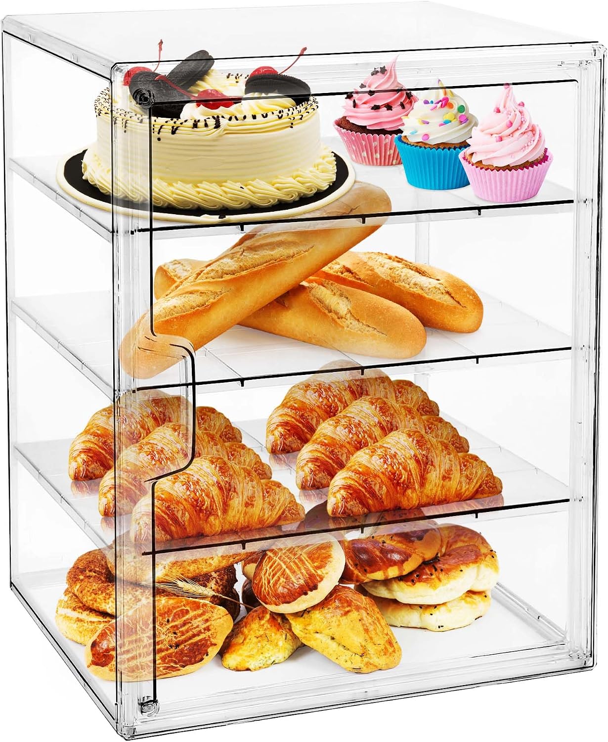 Kitchen Baking Storage Containers - Gebäckvitrine, Brotkasten für die Küchenarbeitsplatte, 4-stufiger