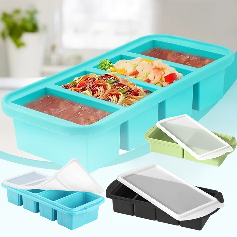 Kitchen Baking Storage Containers - Große Silikon-Eiswürfelform mit Deckel, Lebensmittel-Aufbewahrungsbehälter für