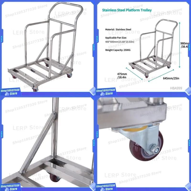 Kitchen Baking Trolley - 980x645x475mm Edelstahl-Küchen-Backwagen mit Universalrädern für Lebensmittelzubereitung