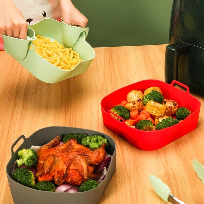 Kitchen Baking Pans For Sale - Silikonkörbe, quadratisch, antihaftbeschichtet, lebensmittelecht, wiederverwendbar, Luftfritteuse-Einsatz,