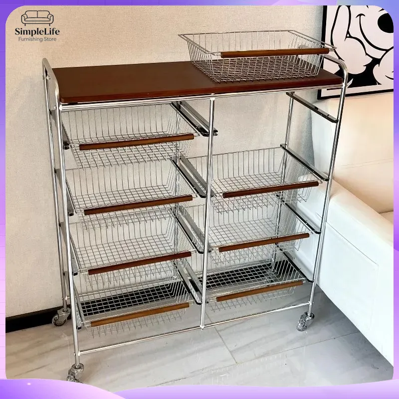 Kitchen Baking Trolley - Retro Küchenwagen mit Rädern Mobiler Aufbewahrungswagen
