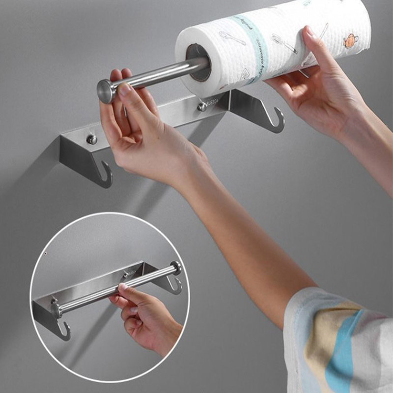 Kitchen Baking Paper Holder - Edelstahl Küchenrollenhalter Ohne Bohren Papierrollenhalter Frischhaltefolien-Aufhänger