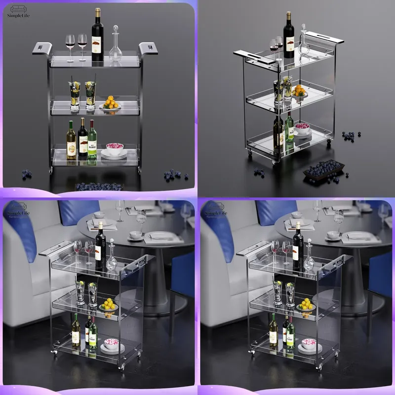 Kitchen Baking Trolley - Moderner 3-stöckiger Küchenwagen mit Ablagefläche, Rollwagen