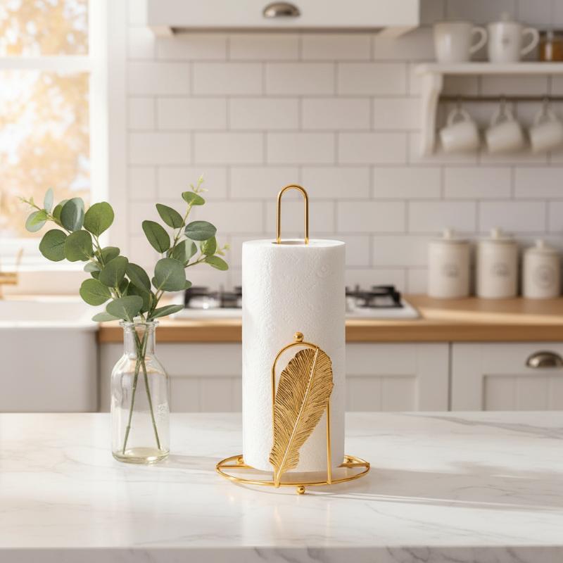 Kitchen Baking Paper Holder - # @Retro Iron Tree Papierhandtuchhalter, goldfarben,