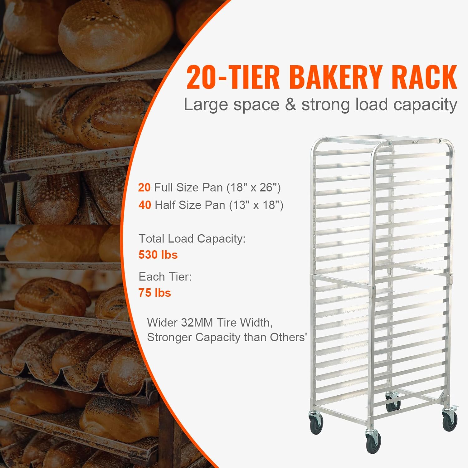 Zwanzigstöckiger gewerblicher  – Kitchen Baking Trolley Bewertung und Preis